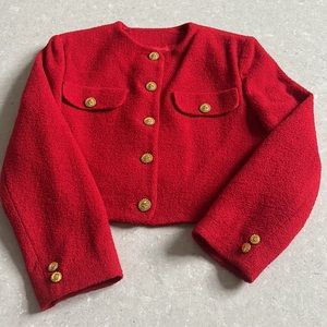 UNITED COLORS OF BENETTON Red 2-Piece designer inspired blazer skirt suit set